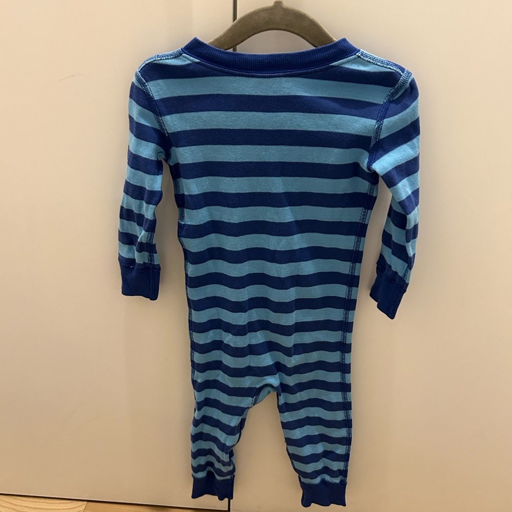 Hanna Andersson 2-Way Zip Onesie baby boy Cotton Blue Stripe 18-24 months - Picture 3 of 3